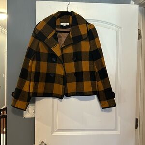 LOFT Black and Brown Plaid Jacket